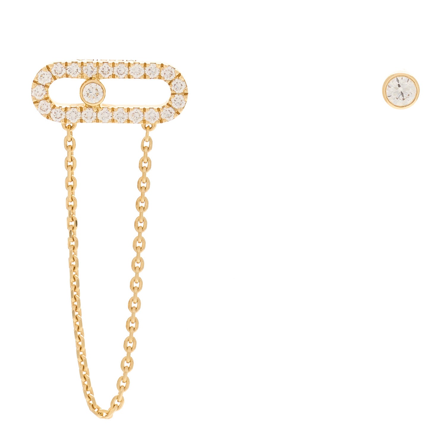 Messika 18K Yellow Gold Diamond Move Uno Chain and Stud Earrings 1 of 5