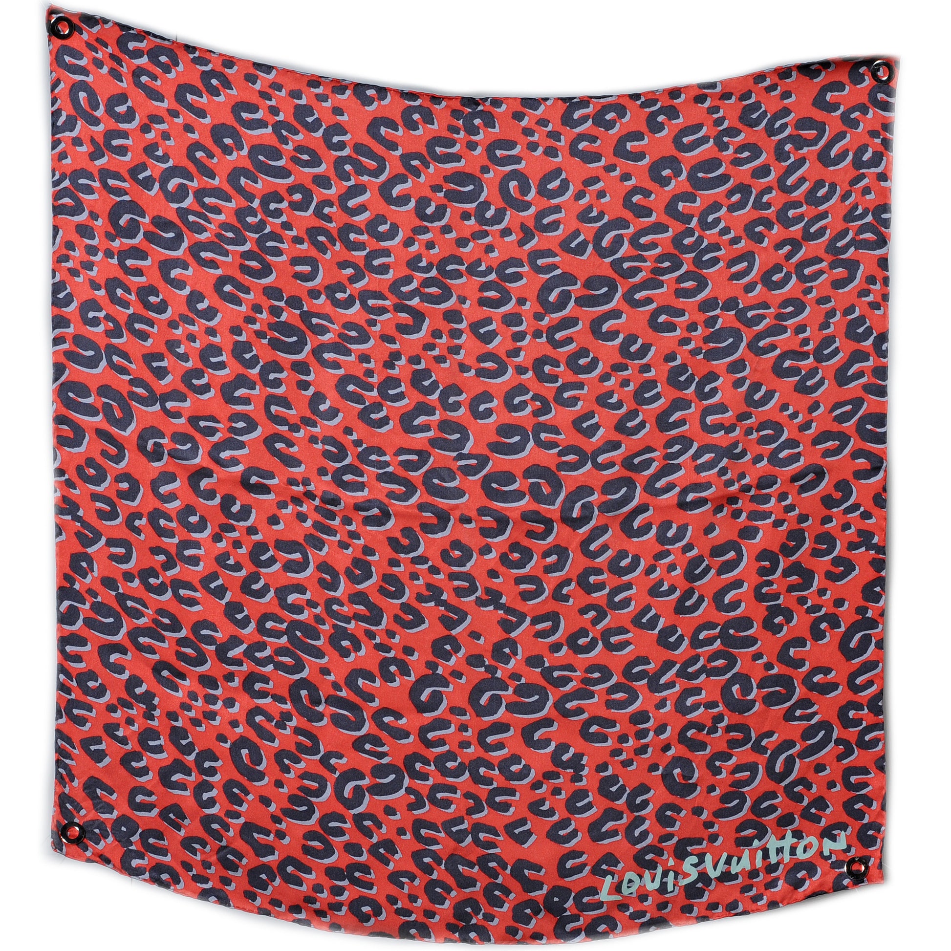 Louis Vuitton Silk Leopard Scarf Bandana Rouge 2 of 5