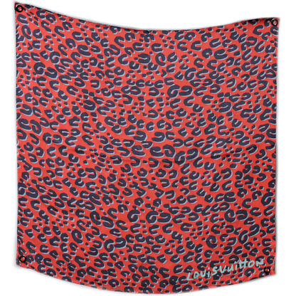 Louis Vuitton Silk Leopard Scarf Bandana Rouge 2 of 5