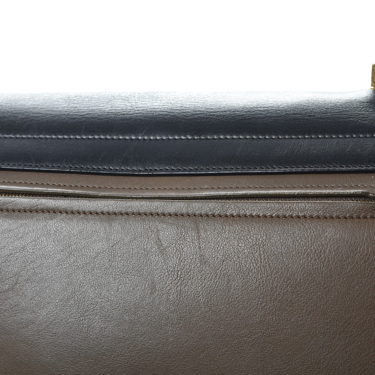 Calfskin Suede Tri-color Large Trapeze Olive