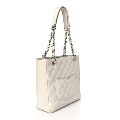 Chanel Caviar Quilted Petit Shopping Tote PST White 2 of 12