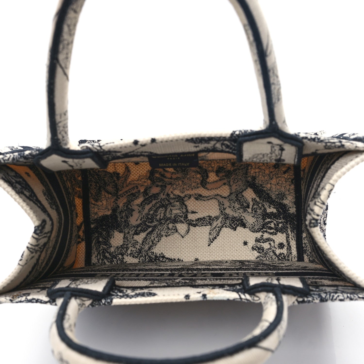 Christian Dior Canvas Embroidered Small Zodiac Toile De Jouy Book Tote Latte 5 of 11