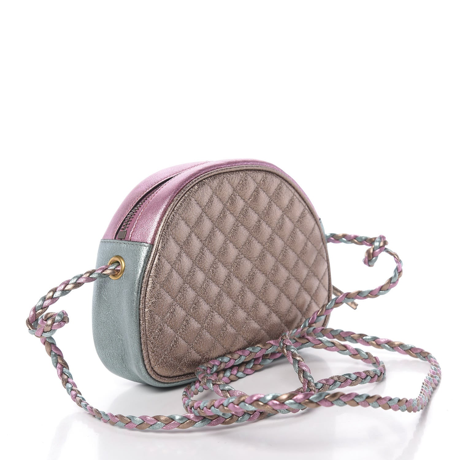 Gucci Laminated Nappa Trapuntata Mini Zumi Dome Shoulder Bag Rosa Lago Rame 3 of 11