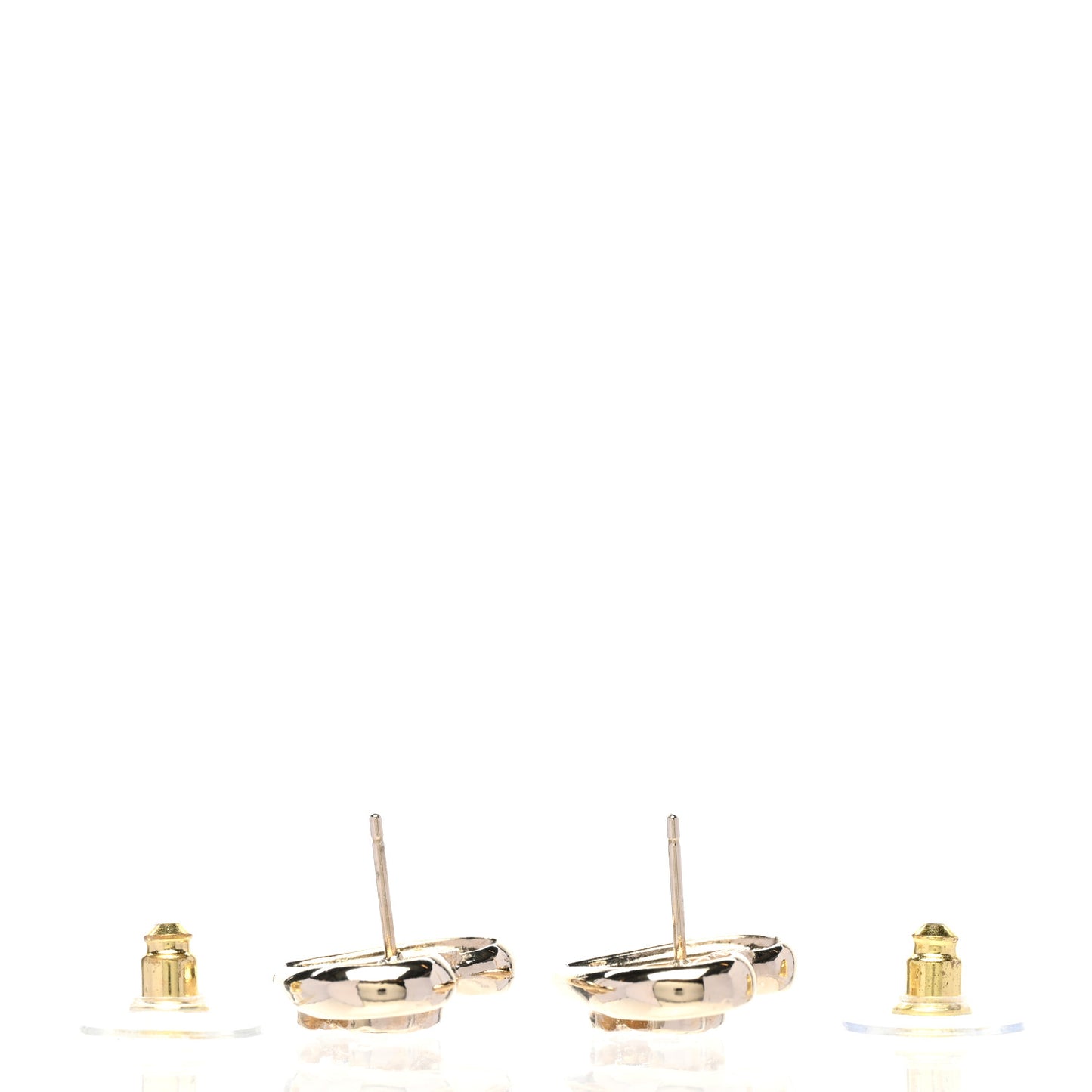 Metal Crystal CC Logo Heart Earrings Gold