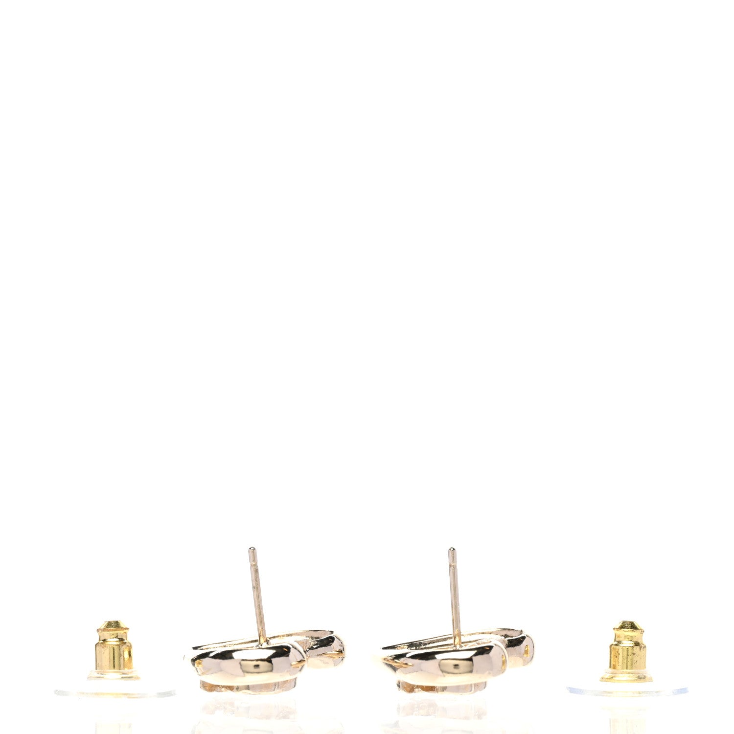 Chanel Metal Crystal CC Logo Heart Earrings Gold 4 of 5