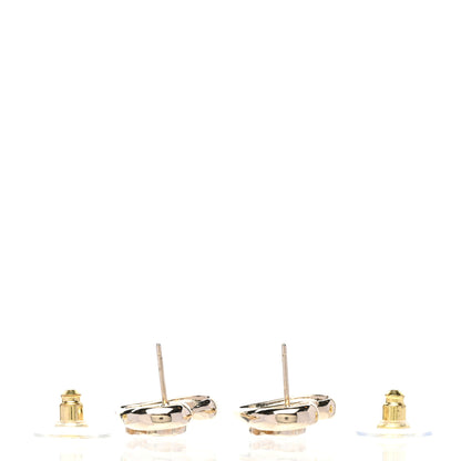 Chanel Metal Crystal CC Logo Heart Earrings Gold 4 of 5