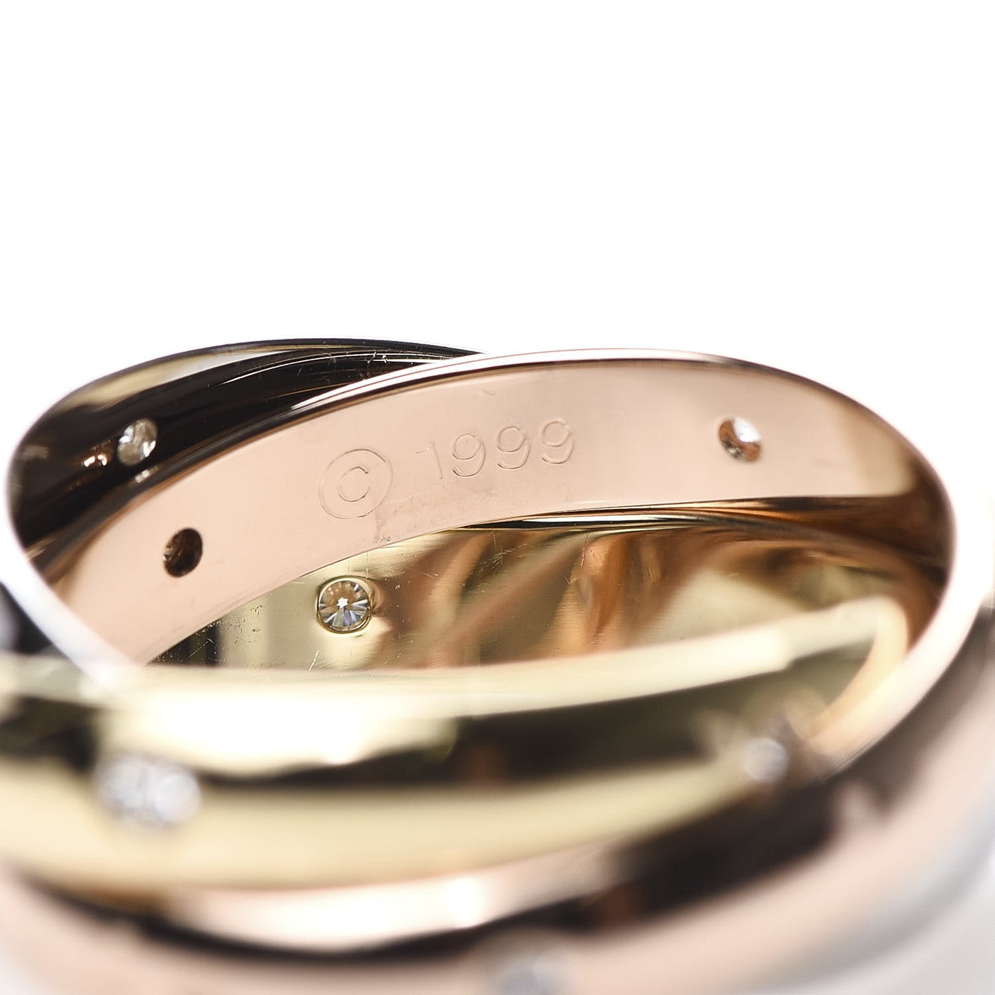 18K Pink Yellow White Gold Diamond Trinity Ring 52 6