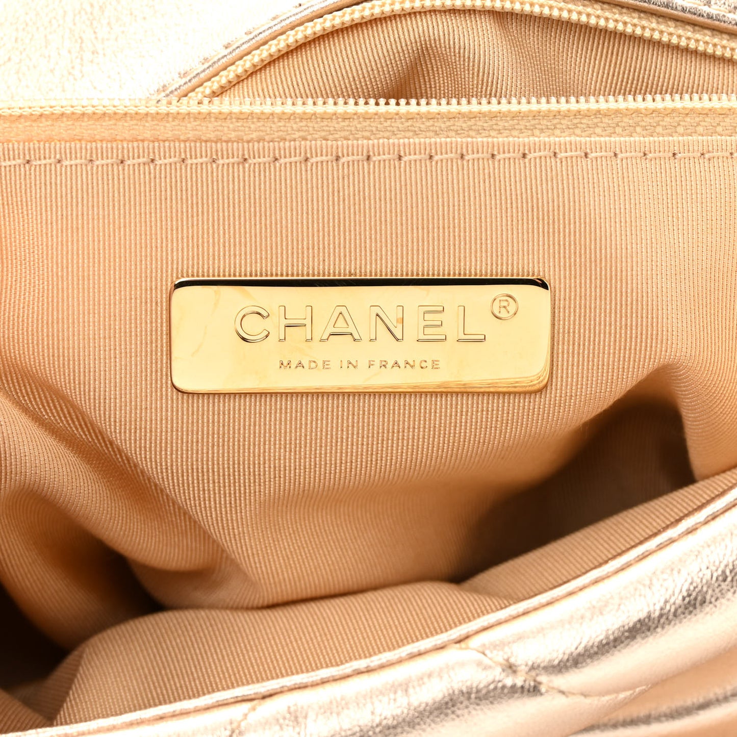 Metallic Lambskin Quilted Medium Chanel 19 Flap Gold
