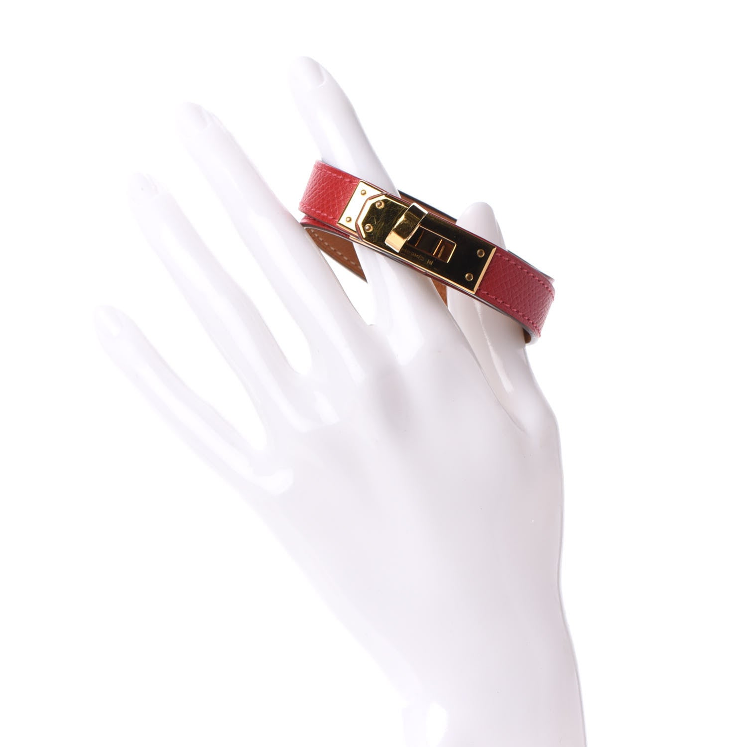 Hermes Epsom Kelly Double Tour Bracelet S Rouge Casaque 2 of 7