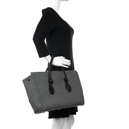 Celine Felt Calfskin Medium Tie Knot Tote Grey Black 2 of 19