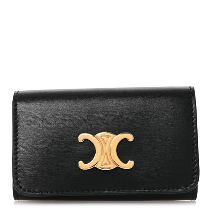Celine Shiny Calfskin Triomphe Key Case Black 1 of 11