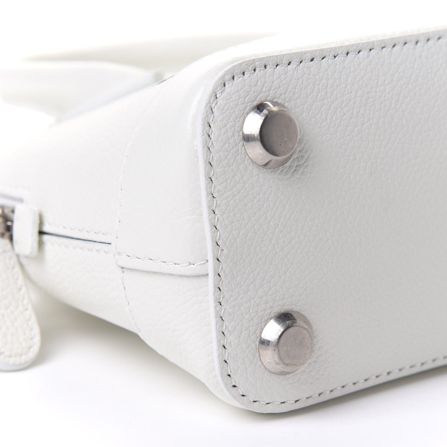 Grained Calfskin XXS Ville Top Handle Bag White Black