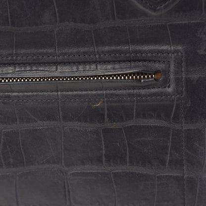 Celine Crocodile Embossed Nubuck Medium Phantom Luggage Navy Blue 13 of 27