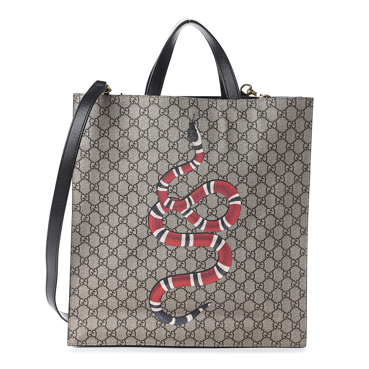 Soft GG Supreme Monogram Kingsnake Vertical Tote Black