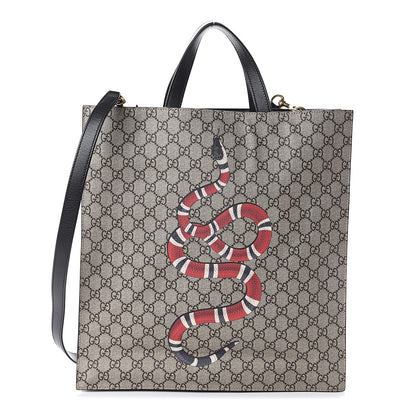 Gucci Soft GG Supreme Monogram Kingsnake Vertical Tote Black 1 of 8
