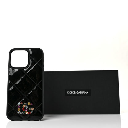 Dolce & Gabbana Patent Crystal Embellished DG iPhone 13 Pro Case Black 4 of 4