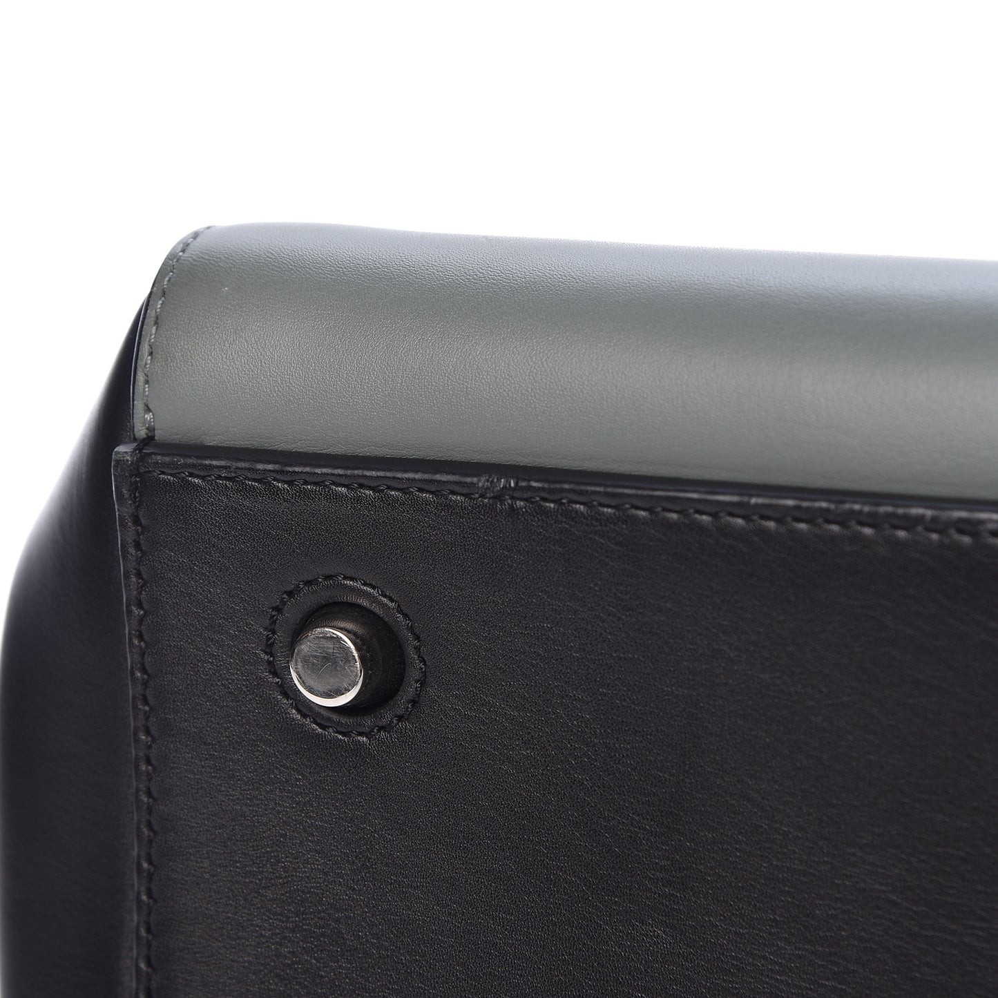 Smooth Calfskin Large Bi-Color Edge Shoulder Bag Almond