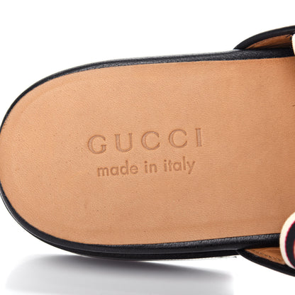 Gucci Goatskin Stripe Mens Horsebit Slingback Slippers 11.5 Black 8 of 11