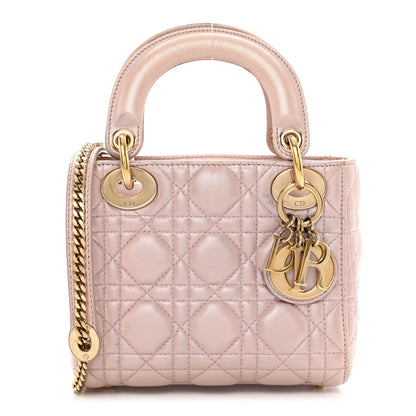Christian Dior Metallic Lambskin Cannage Mini Lady Dior Lotus 1 of 12