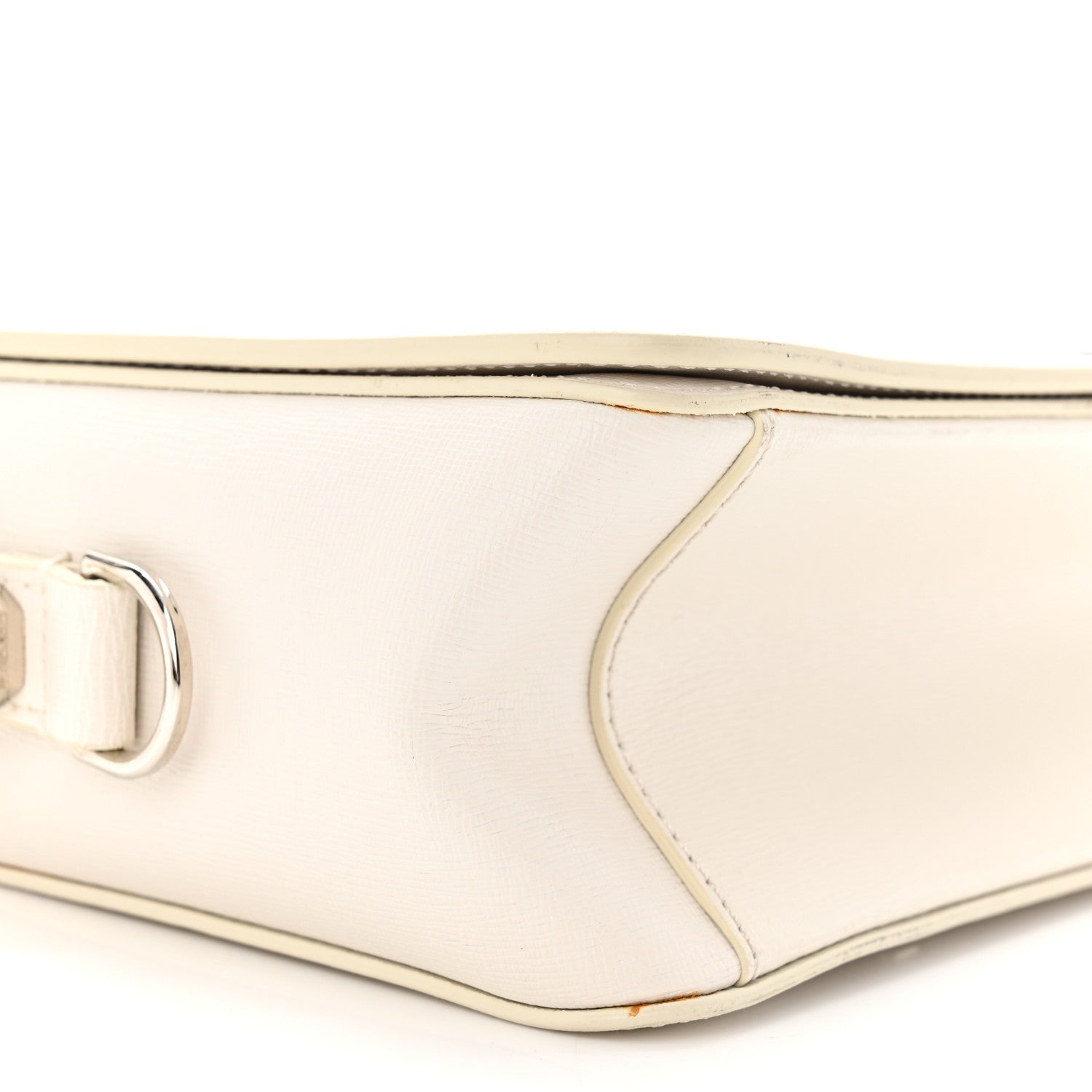 Off-White Saffiano Striped Diag Binder Clip Bag White Black 8 of 11
