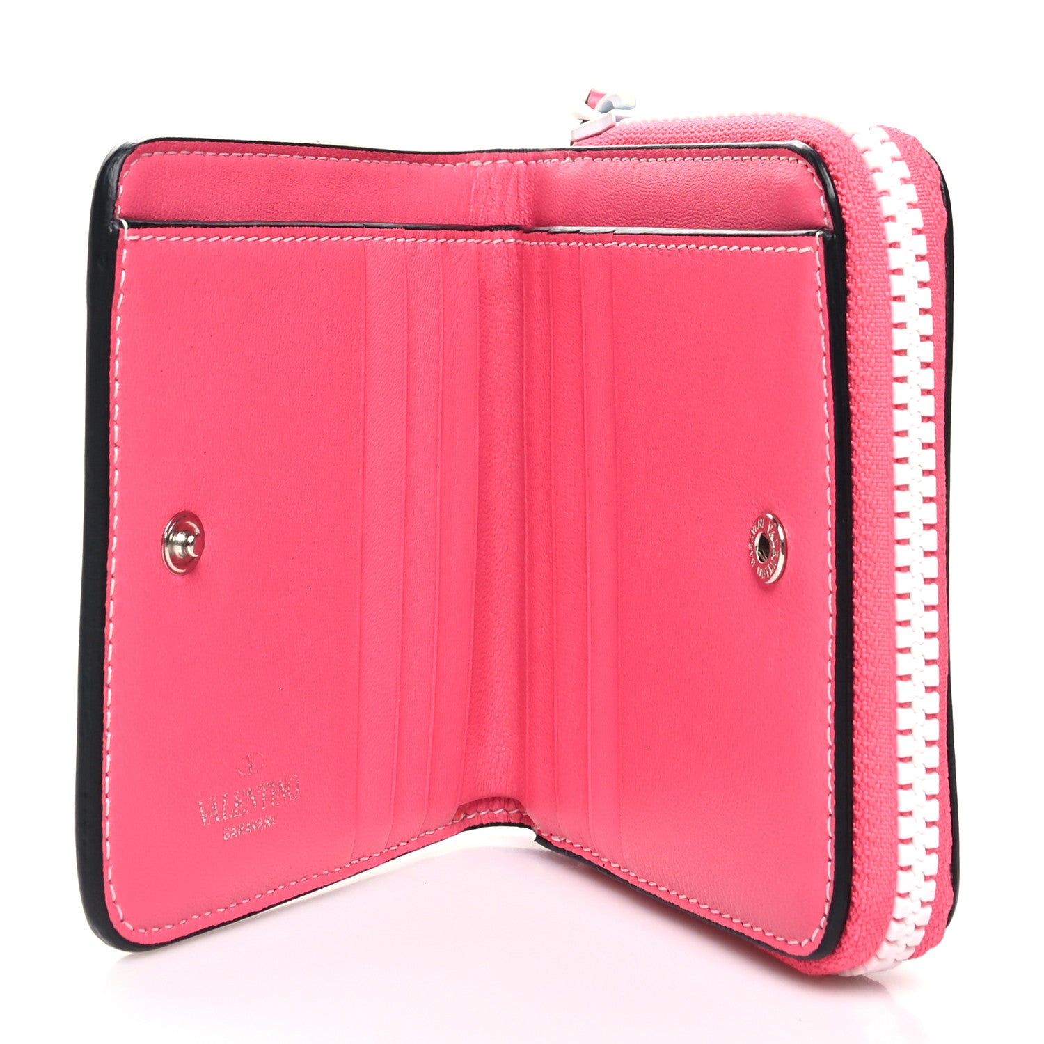 Valentino Garavani Lambskin Free Rockstud Spike Compact Zip Around Wallet Shadow Pink 6 of 10