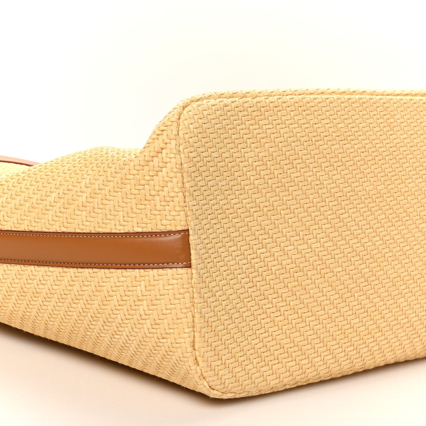 Raffia Calfskin Large The Bow Bag Natural Tan