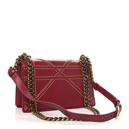 Christian Dior Calfskin Studded Small Diorama Flap Bag Burgundy 3 of 10
