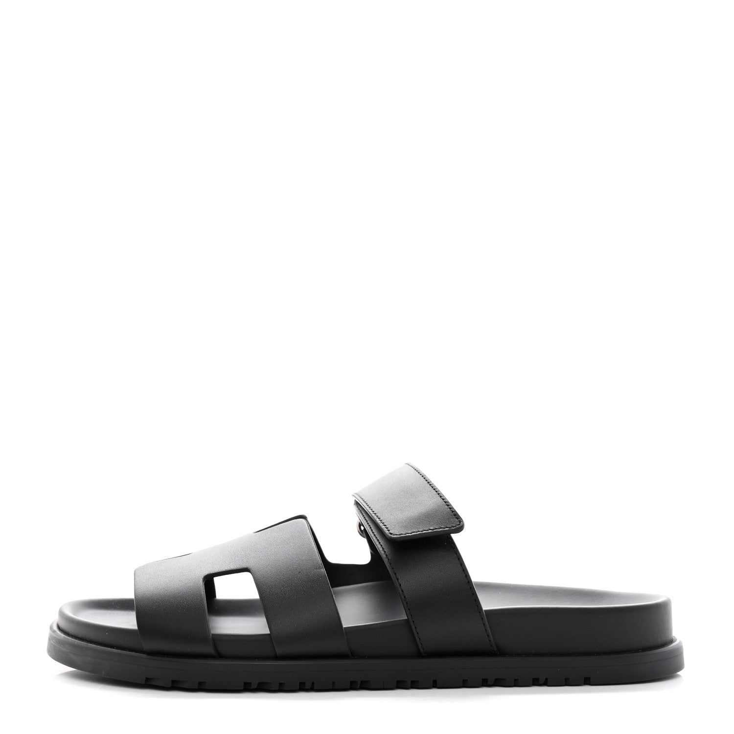 Hermes Calfskin Womens Chypre Sandals 40.5 Black 1 of 9