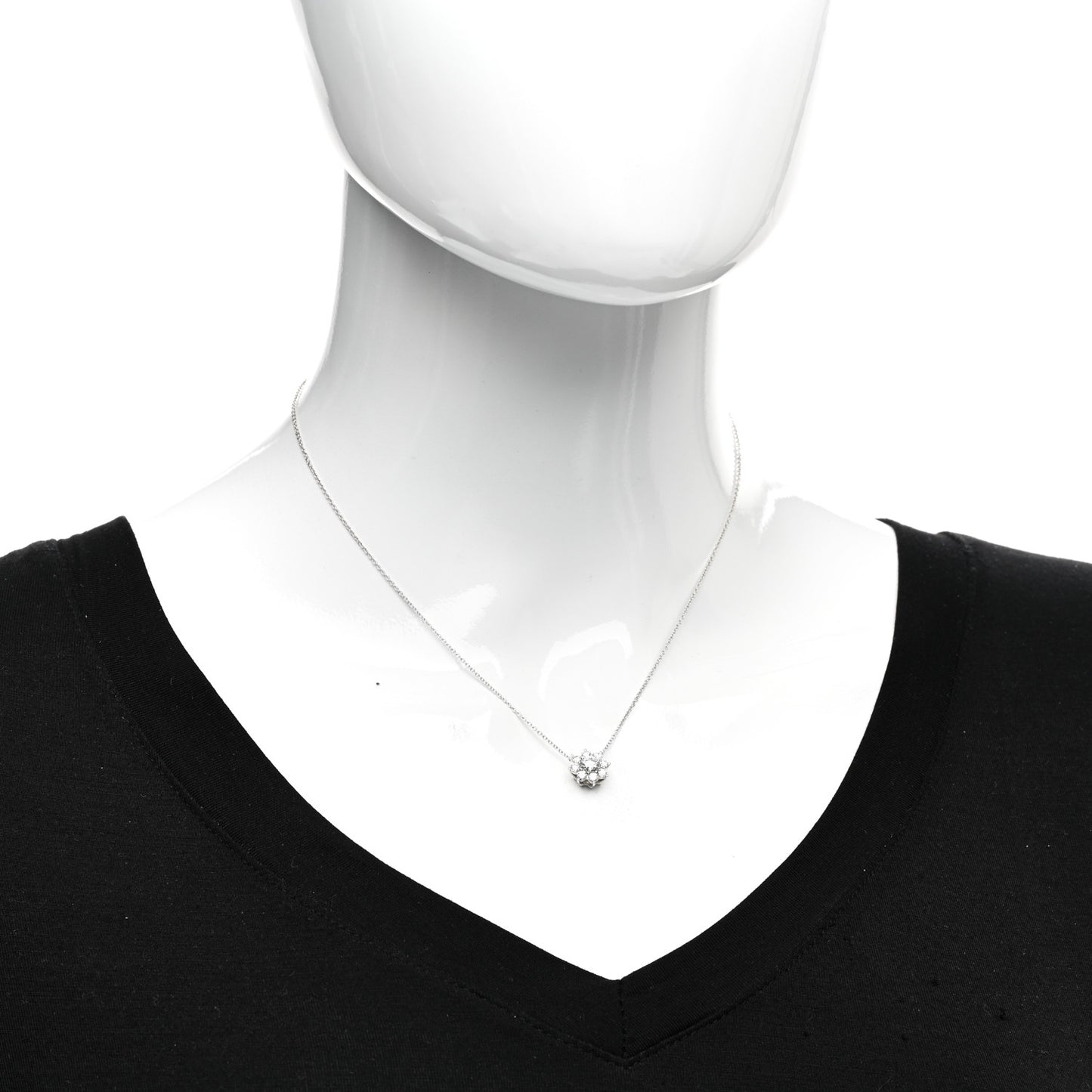 Platinum Diamond Petite Sunflower Pendant Necklace