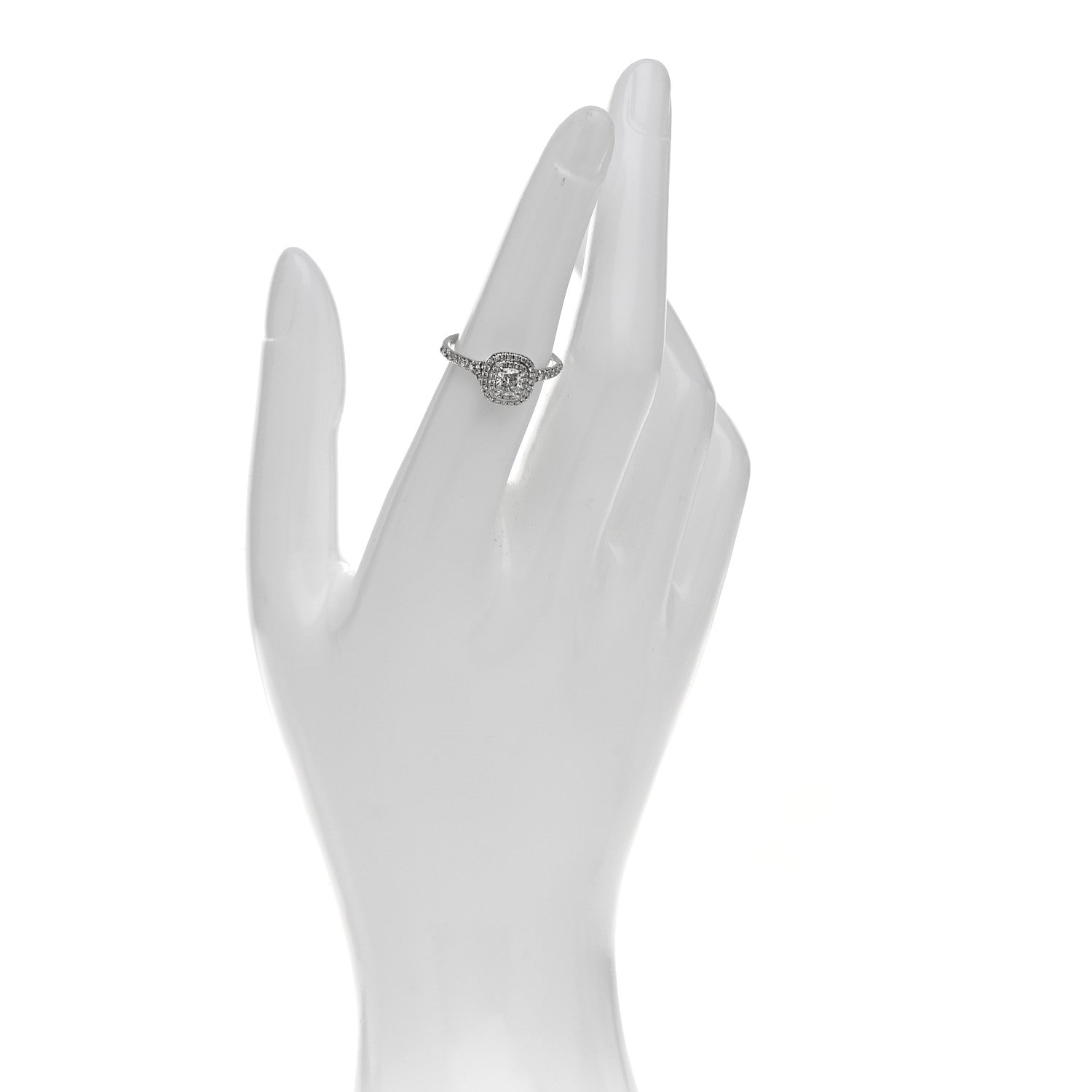 Tiffany Platinum Diamond .41ct Soleste Cushion Cut Double Halo Engagement Ring 50 5.25 2 of 7