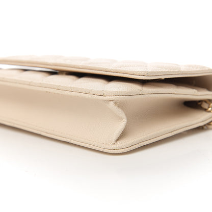 Chanel Caviar Quilted Wallet On Chain WOC Light Beige 9 of 13