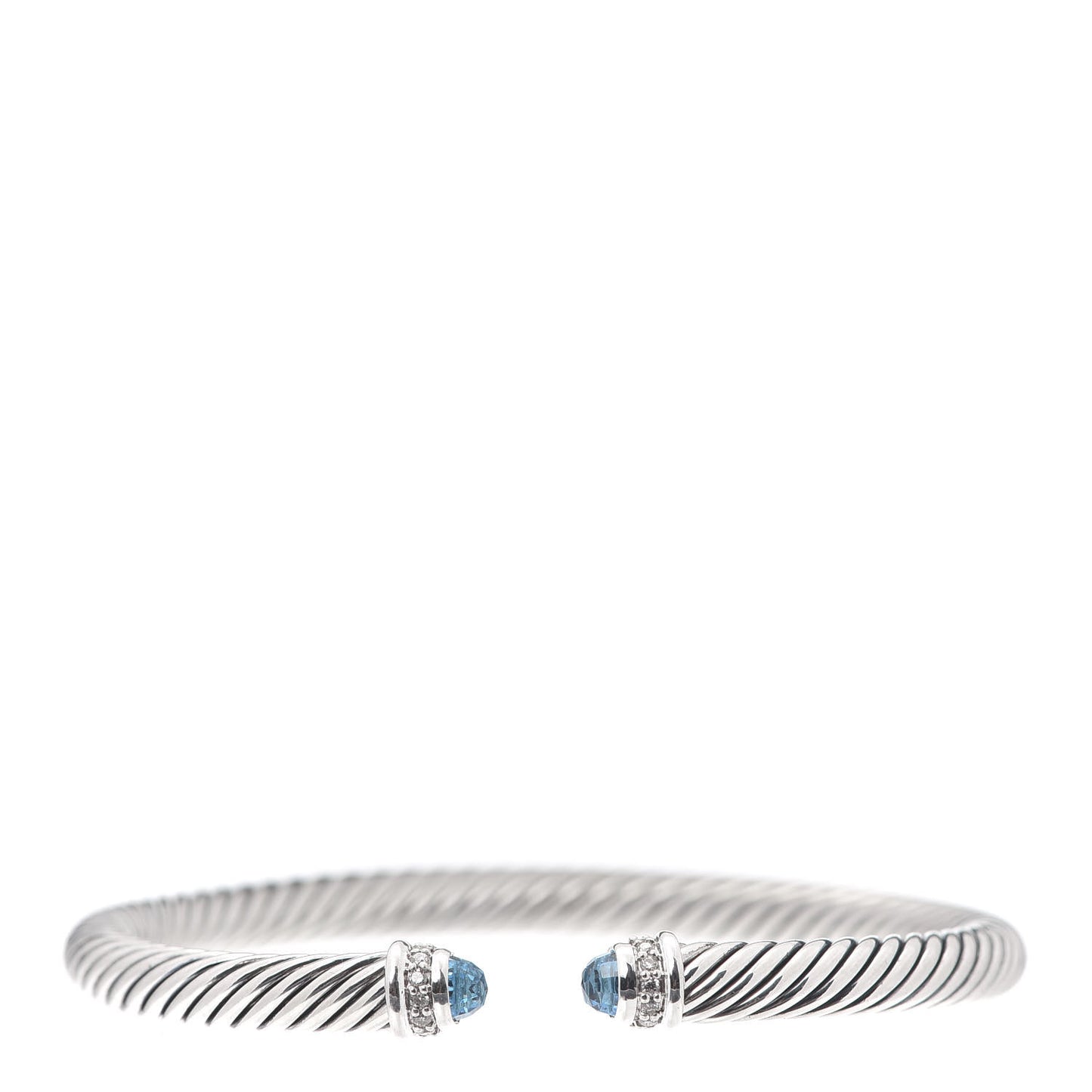 Sterling Silver Diamond Blue Topaz 5mm Cable Classics Bracelet