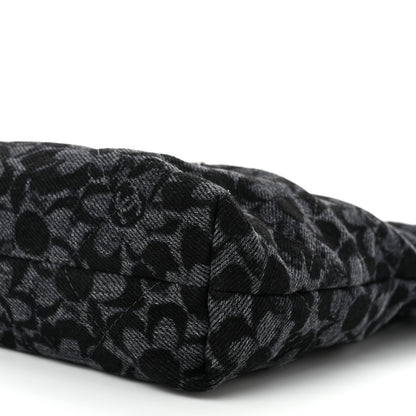 Chanel Denim Quilted Floral Print Mini Chanel 22 Black Grey 10 of 10