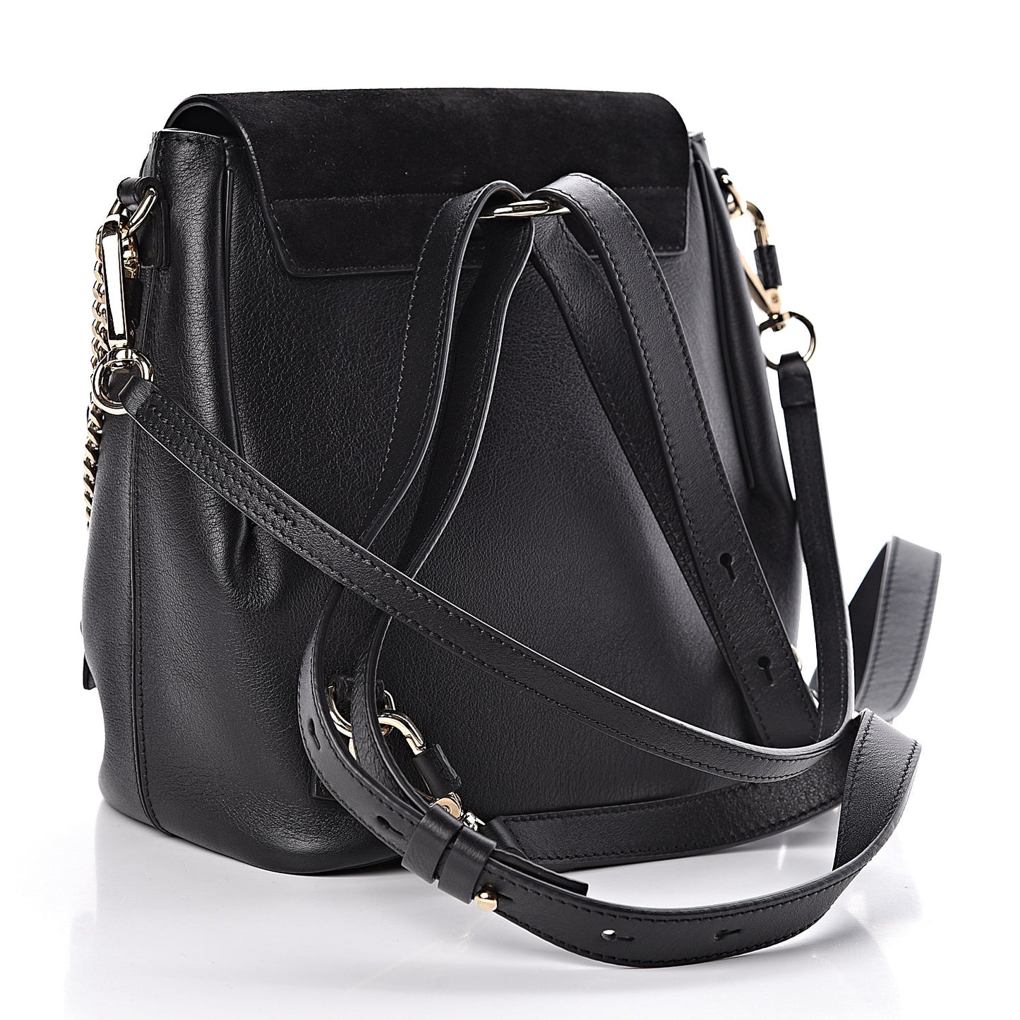 Suede Calfskin Small Faye Backpack Black