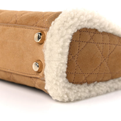 Christian Dior Suede Shearling Cannage Mini Lady Dior Camel 8 of 11