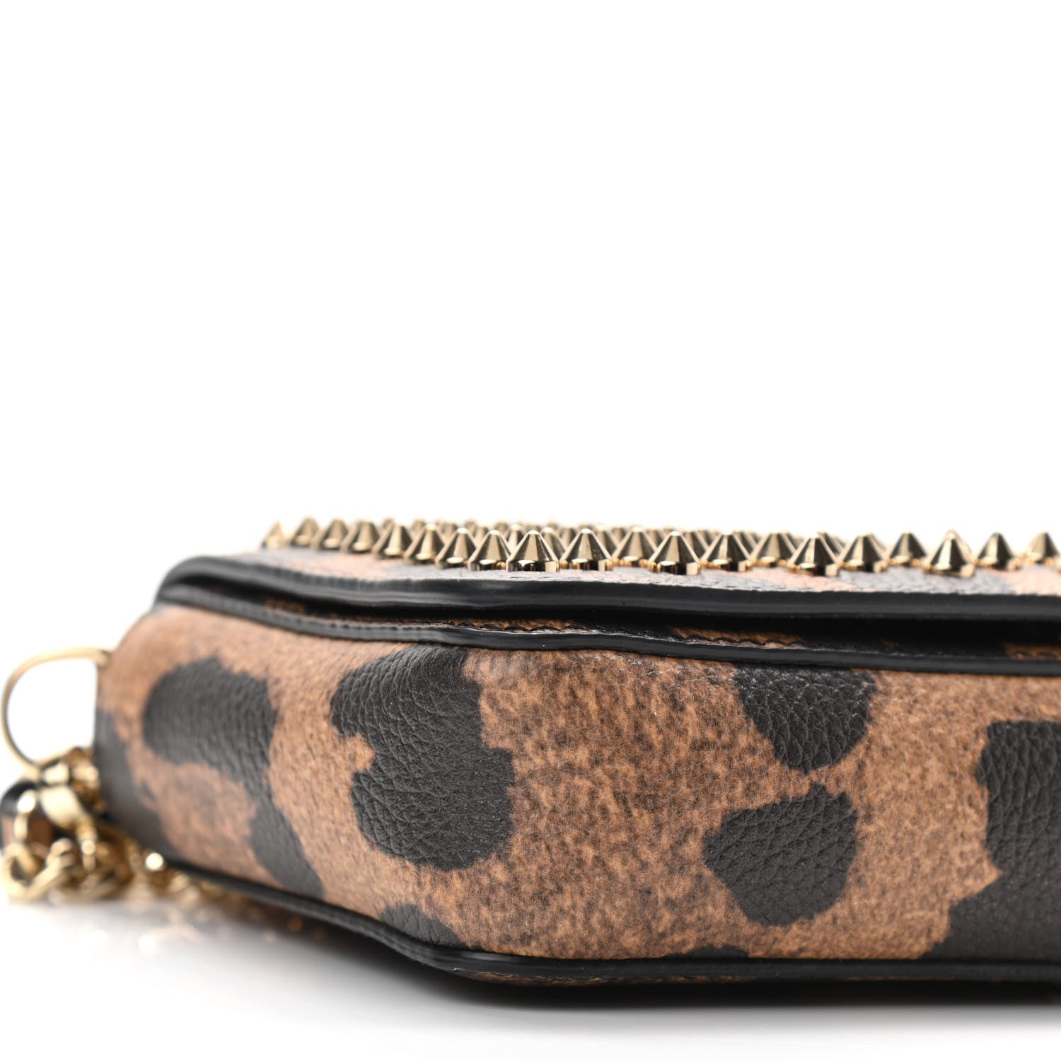 Christian Louboutin Calfskin Empire Leopard Spiked Zoompouch Crossbody Brown Gold 8 of 9