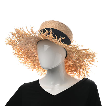 Chanel Raffia Wide Brimmed Hat S Beige Black 2 of 8