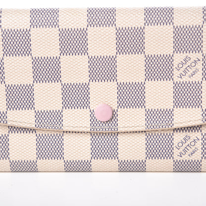 Louis Vuitton Damier Azur Emilie Wallet Rose Ballerine 7 of 8