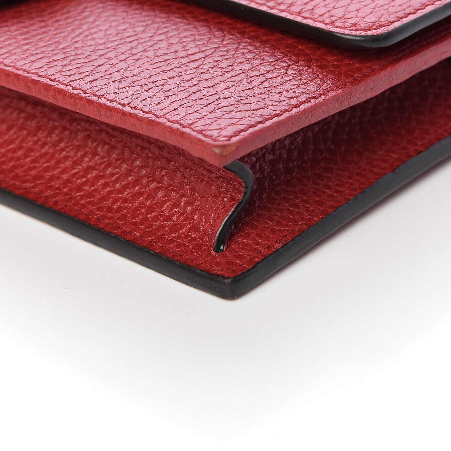Dollar Calfskin Interlocking G Chain Wallet Red