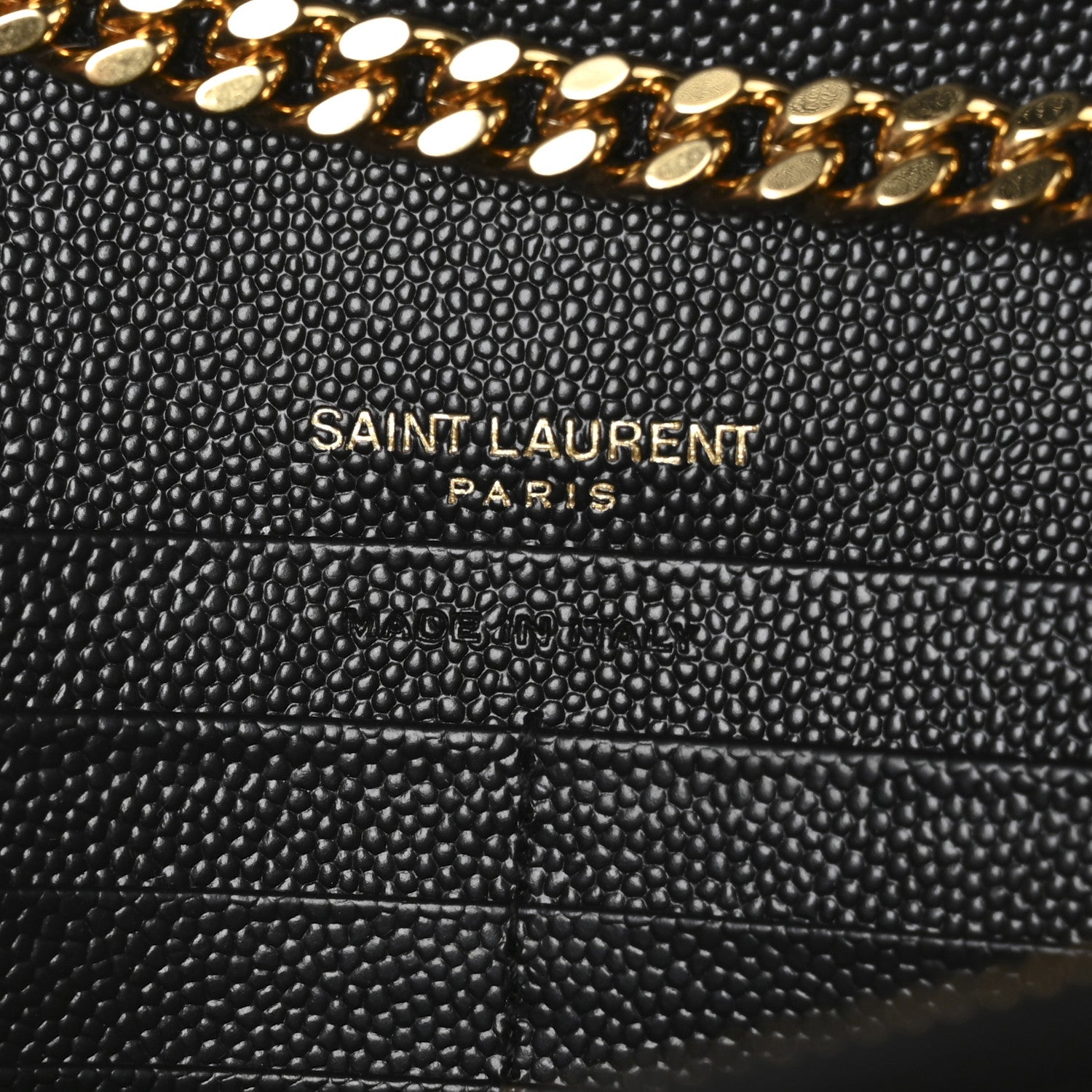 Saint Laurent Grain De Poudre Mixed Matelasse Triquilt Monogram Chain Wallet Black 6 of 10