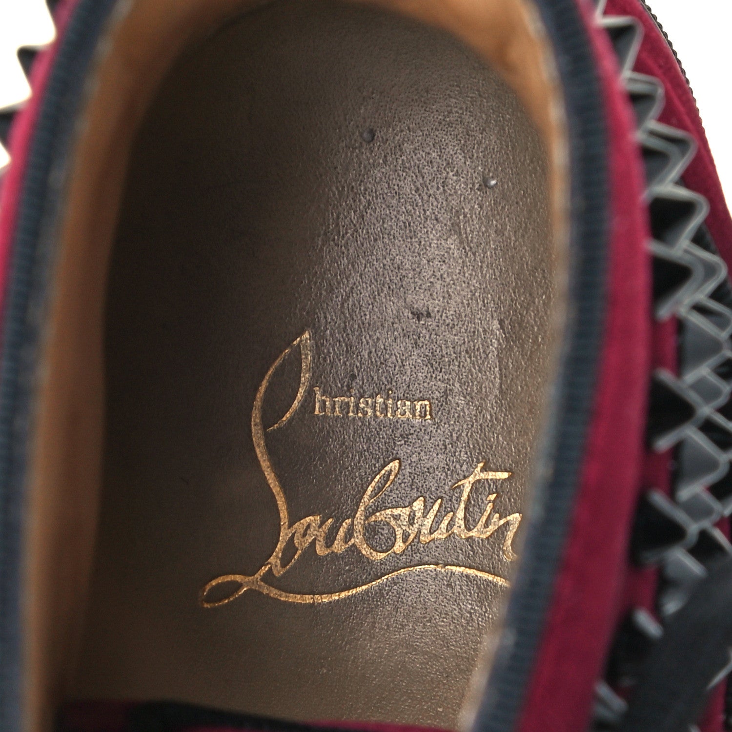 Christian Louboutin Velvet Spikes Sneakers 35.5 Dark Red 9 of 12