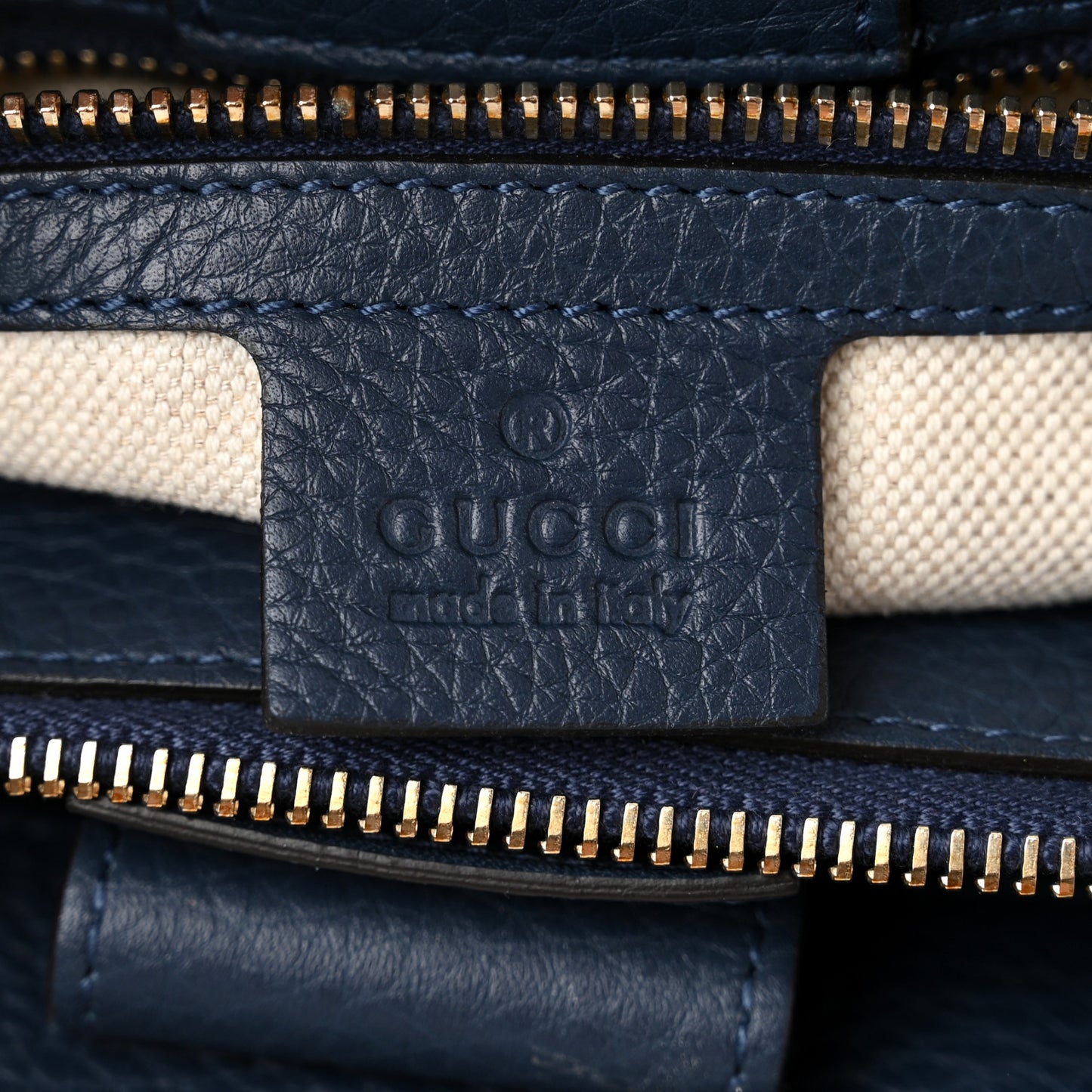 Pebbled Calfskin Medium Bamboo Shopper Tote Navy