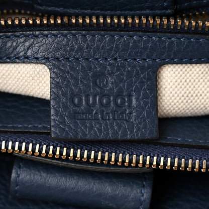 Gucci Pebbled Calfskin Medium Bamboo Shopper Tote Navy 6 of 10