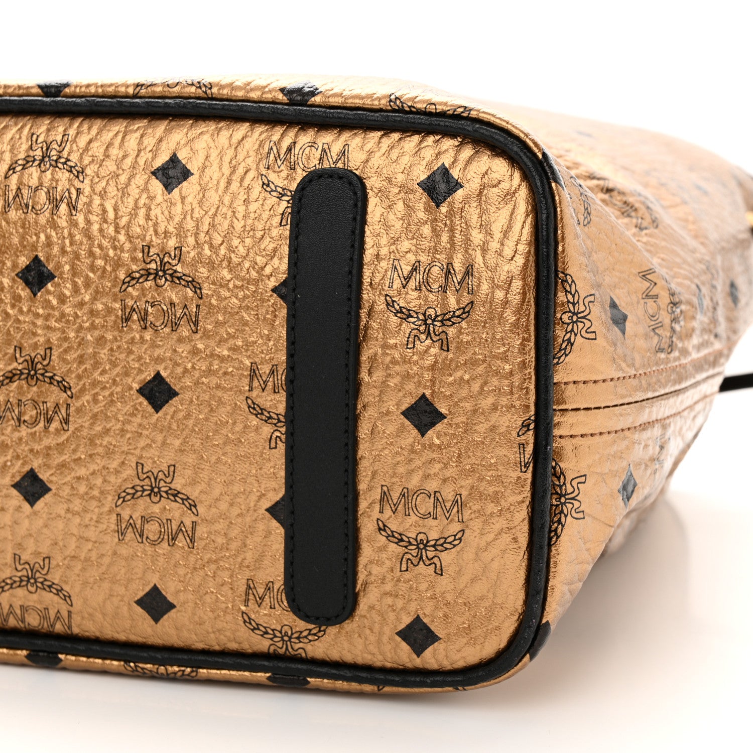 MCM Metallic Visetos Medium Shopper Tote Gold 10 of 10