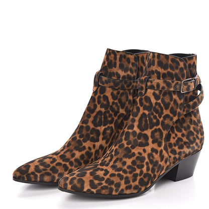 Saint Laurent Suede Blake Ankle Boots 39.5 Leopard 3 of 8