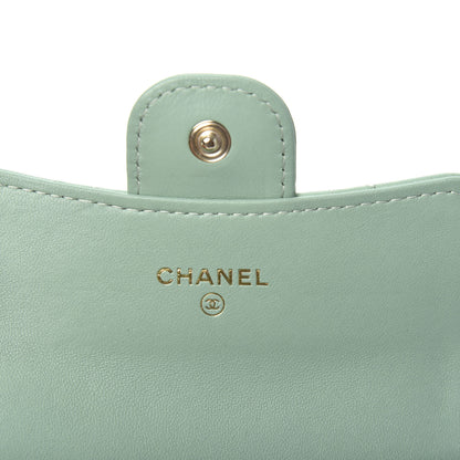 Chanel Lambskin Quilted Flap Card Holder Wallet Green 7 of 8