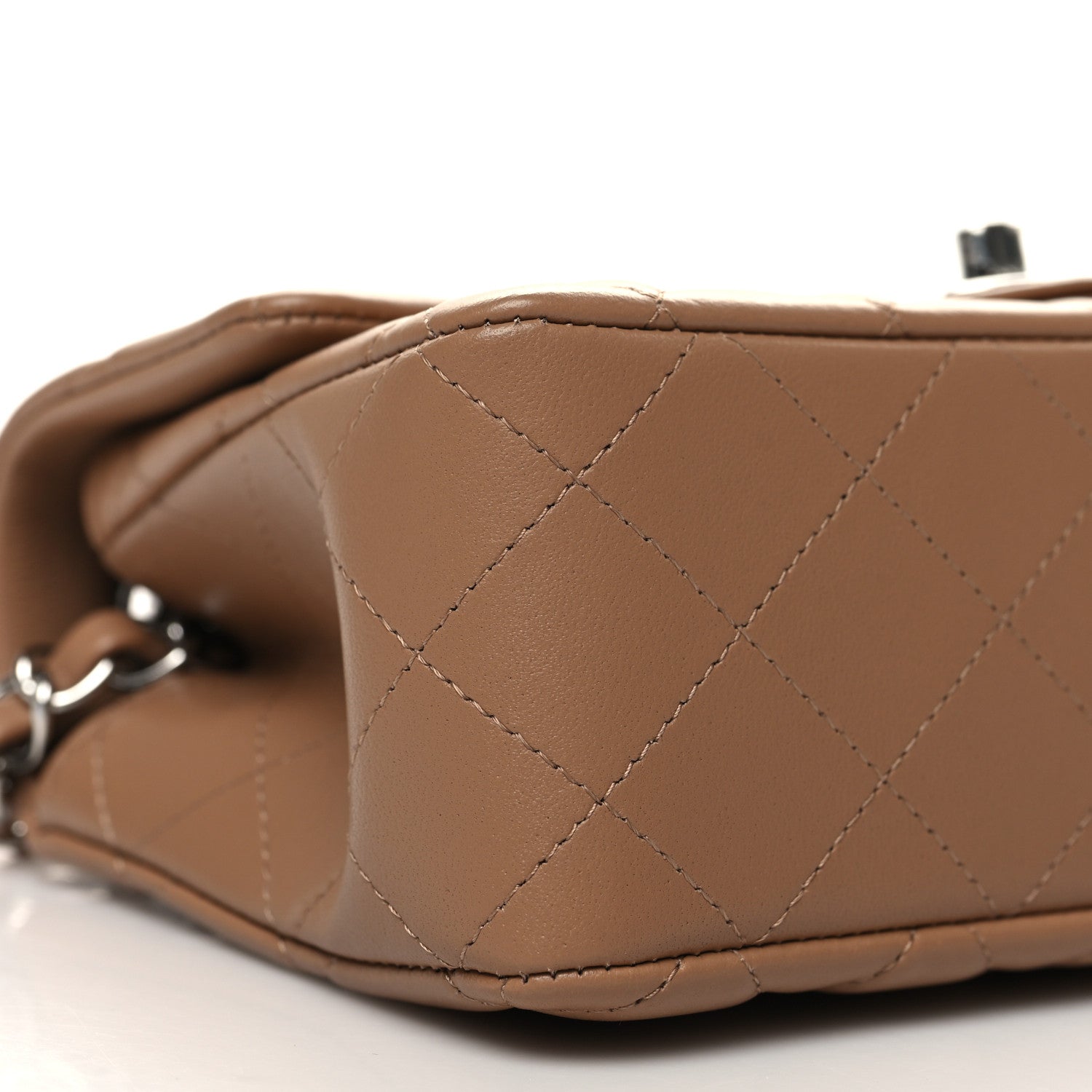Chanel Lambskin Quilted Mini Rectangular Flap Dark Beige 8 of 10