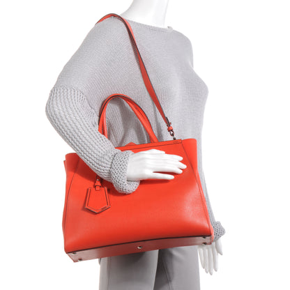Fendi Textured Calfskin Medium 2Jours Tote Poppy 2 of 9