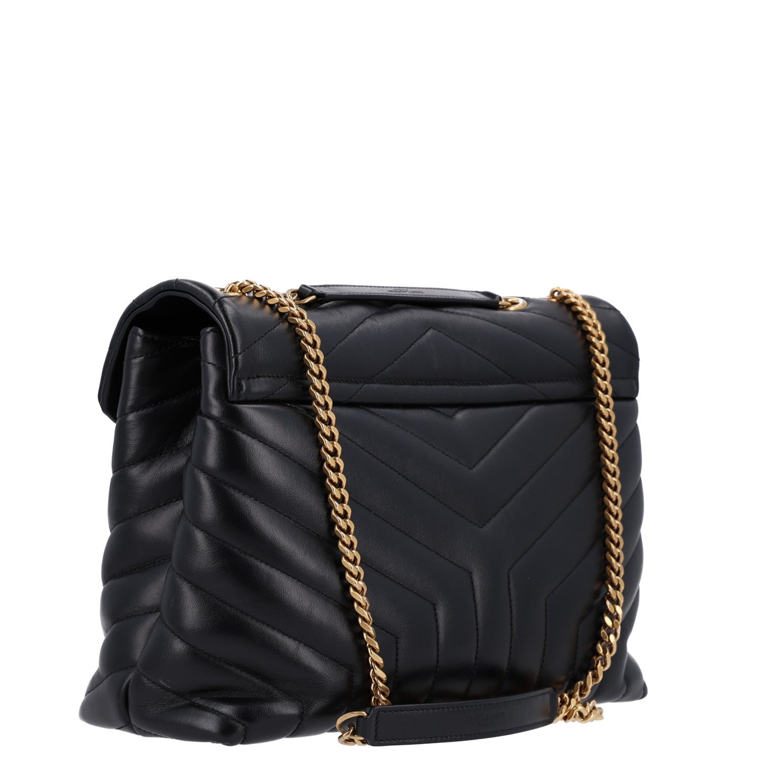 Saint Laurent Calfskin Y Quilted Monogram Medium Loulou Chain Satchel Black 3 of 11