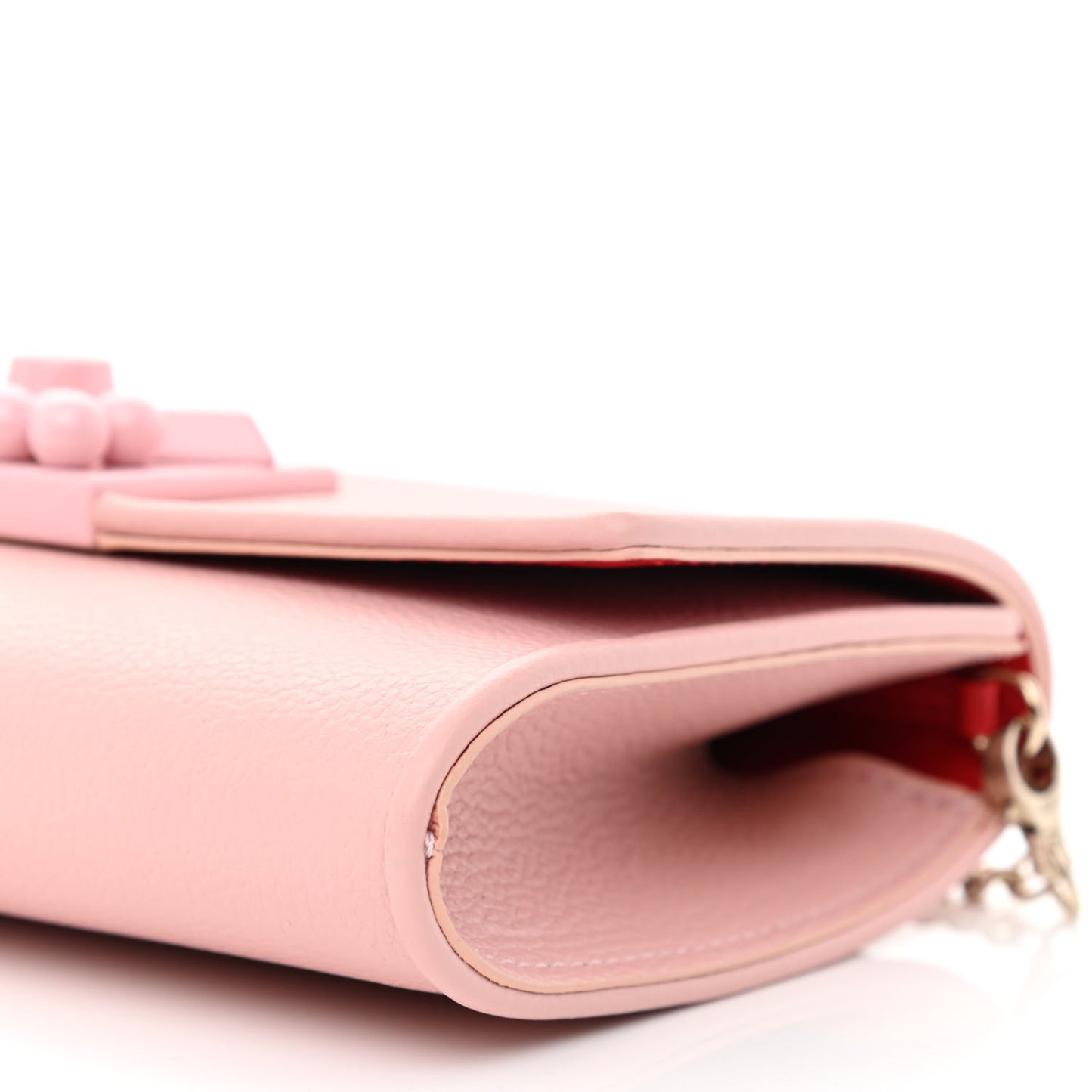 Calfskin Studded Flap Carasky Clutch Rosy